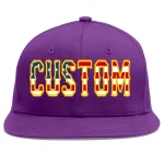 Custom Purple Vintage USA Flag-Gold Flat Eaves Sport Baseball Cap