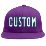Custom Purple White-Aqua Flat Eaves Sport Baseball Cap