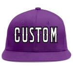 Custom Purple White-Black Flat Eaves Sport Baseball Cap