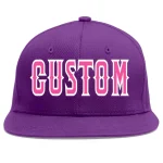 Custom Purple Pink-White Flat Eaves Sport Baseball Cap