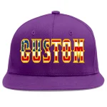Custom Purple Vintage USA Flag-Gold Flat Eaves Sport Baseball Cap