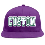 Custom Purple White-Kelly Green Flat Eaves Sport Baseball Cap