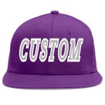 Custom Purple Gray-White Flat Eaves Sport Baseball Cap