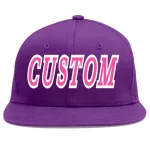 Custom Purple Pink-White Flat Eaves Sport Baseball Cap
