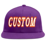 Custom Purple White-Orange Flat Eaves Sport Baseball Cap
