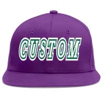 Custom Purple White-Kelly Green Flat Eaves Sport Baseball Cap