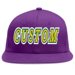 Custom Purple Vintage USA Flag-Gold Flat Eaves Sport Baseball Cap