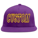 Custom Purple purple-Gold Flat Eaves Sport Baseball Cap