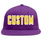 Custom Purple Gold-White Flat Eaves Sport Baseball Cap