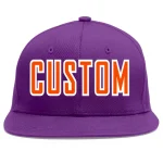 Custom Purple Orange-White Flat Eaves Sport Baseball Cap