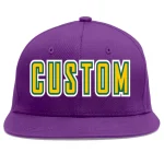 Custom Purple Vintage USA Flag-Gold Flat Eaves Sport Baseball Cap