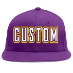 Custom Purple purple-Gold Flat Eaves Sport Baseball Cap