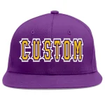 Custom Purple Gold-purple Flat Eaves Sport Baseball Cap