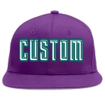 Custom Purple White-Aqua Flat Eaves Sport Baseball Cap