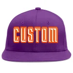 Custom Purple White-Orange Flat Eaves Sport Baseball Cap