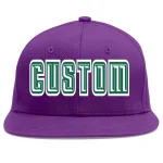 Custom Purple White-Kelly Green Flat Eaves Sport Baseball Cap