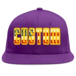 Custom Purple Vintage USA Flag-Gold Flat Eaves Sport Baseball Cap