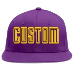 Custom Purple purple-Gold Flat Eaves Sport Baseball Cap