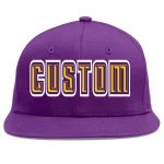 Custom Purple Gold-purple Flat Eaves Sport Baseball Cap