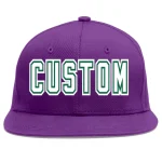 Custom Purple White-Kelly Green Flat Eaves Sport Baseball Cap