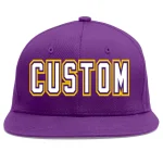 Custom Purple White-purple Flat Eaves Sport Baseball Cap