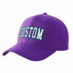 Custom Purple White-Aqua Curved Eaves Sport Baseball Cap Design for Men/Women/Youth