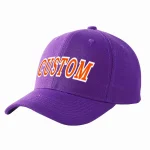 Custom Purple Orange-White Curved Eaves Sport Baseball Cap Design for Men/Women/Youth