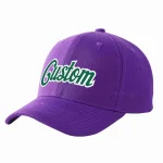 Custom Purple Kelly Green-White Curved Eaves Sport Baseball Cap Design for Men/Women/Youth