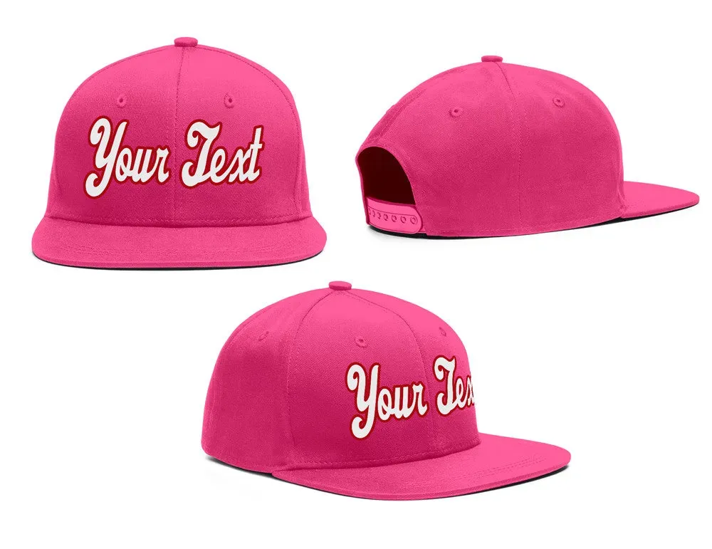 Custom Pink White-Red Casual Sport Baseball Cap