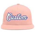 Custom Pink White-Royal Flat Eaves Sport Baseball Cap