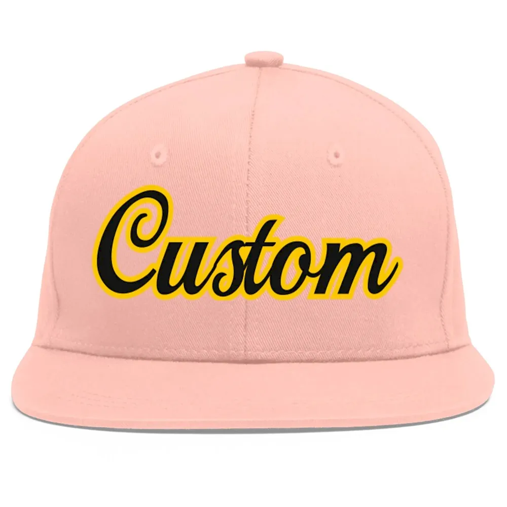 Custom Pink Vintage USA Flag-Gold Flat Eaves Sport Baseball Cap