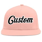 Custom Pink Black-White Flat Eaves Sport Baseball Cap