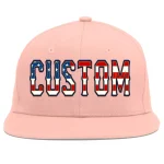 Custom Pink Vintage USA Flag-Gold Flat Eaves Sport Baseball Cap