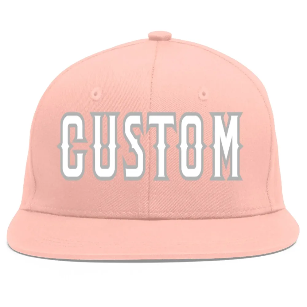 Custom Pink White-Royal Flat Eaves Sport Baseball Cap