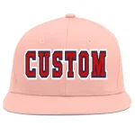 Custom Pink Royal-White Flat Eaves Sport Baseball Cap