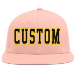 Custom Pink Black-Gold Flat Eaves Sport Baseball Cap