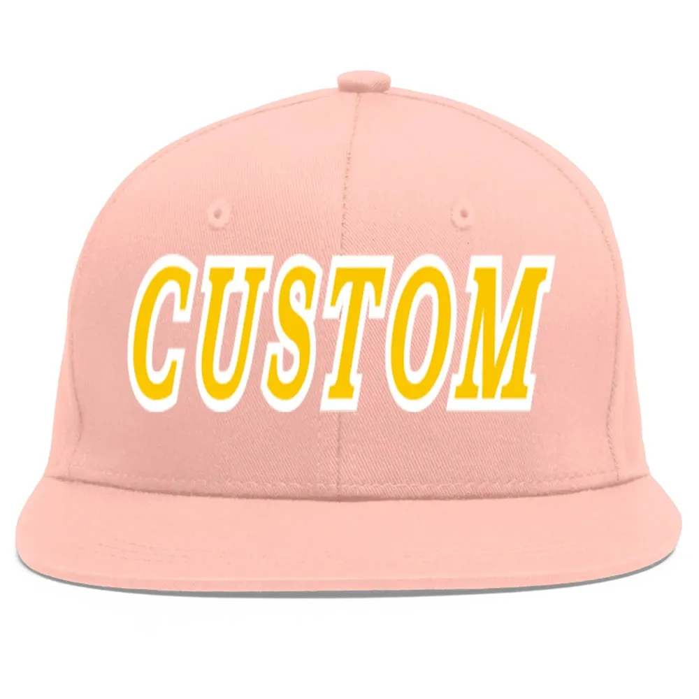 Custom Pink Kelly Green-White Flat Eaves Sport Baseball Cap