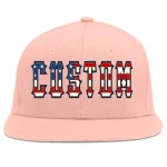 Custom Pink Vintage USA Flag-Gold Flat Eaves Sport Baseball Cap
