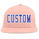 Custom Pink Royal-White Flat Eaves Sport Baseball Cap