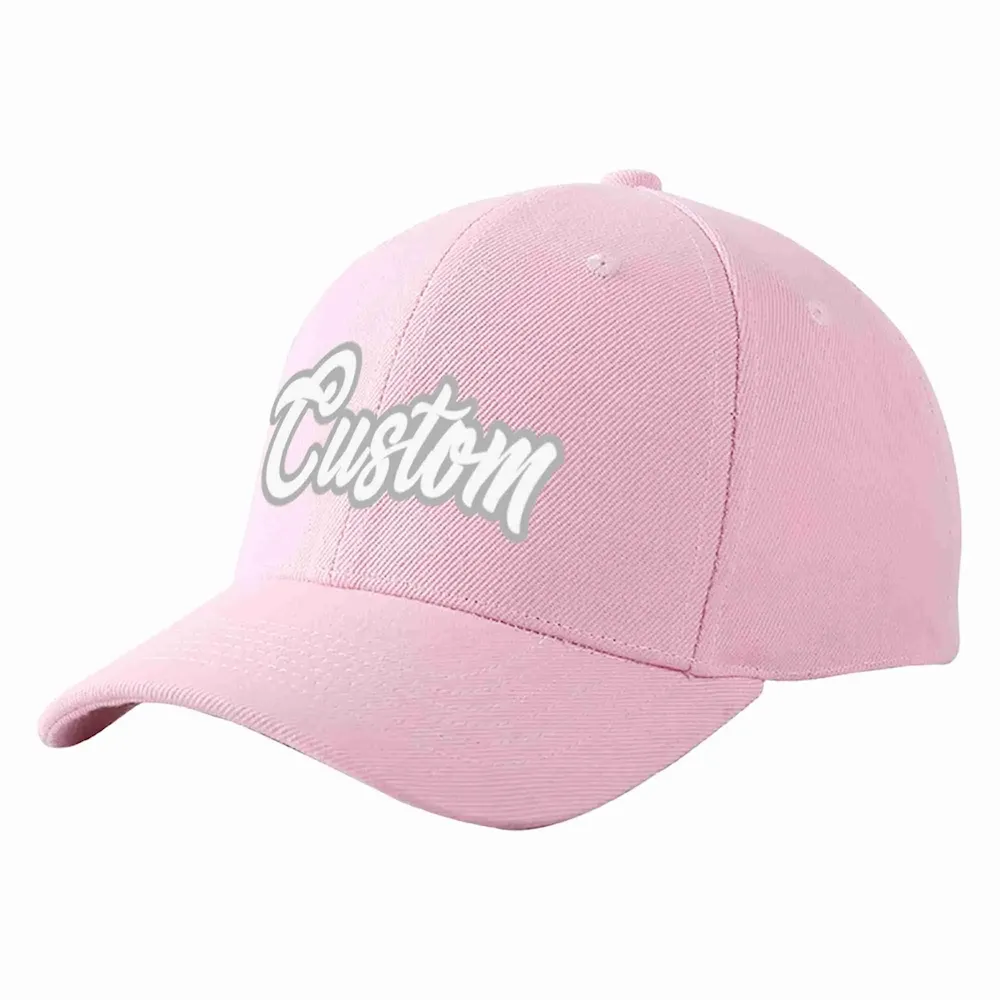 Custom Pink White-Gray Curved Eaves Sport Baseball Cap Design for Men/Women/Youth