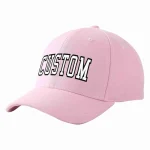 Custom Pink White-Black Curved Eaves Sport Baseball Cap Design for Men/Women/Youth