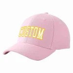 Custom Pink White-Gold Curved Eaves Sport Baseball Cap Design for Men/Women/Youth