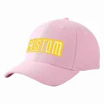 Custom Pink White-Gold Curved Eaves Sport Baseball Cap Design for Men/Women/Youth