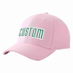 Custom Pink Kelly Green-White Curved Eaves Sport Baseball Cap Design for Men/Women/Youth