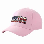 Custom Pink Vintage USA Flag-Gold Curved Eaves Sport Baseball Cap Design for Men/Women/Youth