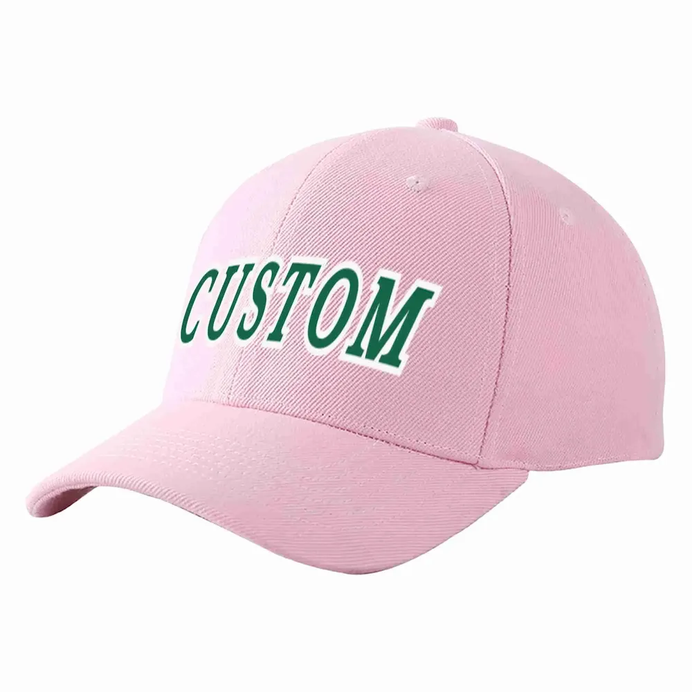 Custom Pink Kelly Green-White Curved Eaves Sport Baseball Cap Design for Men/Women/Youth