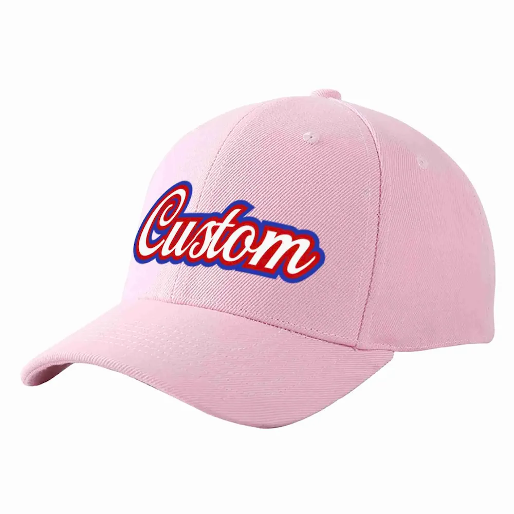 Custom Pink White-Red Curved Eaves Sport Baseball Cap Design for Men/Women/Youth