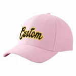 Custom Pink Black-Gold Curved Eaves Sport Baseball Cap Design for Men/Women/Youth