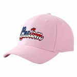 Custom Pink Vintage USA Flag-Gold Curved Eaves Sport Baseball Cap Design for Men/Women/Youth