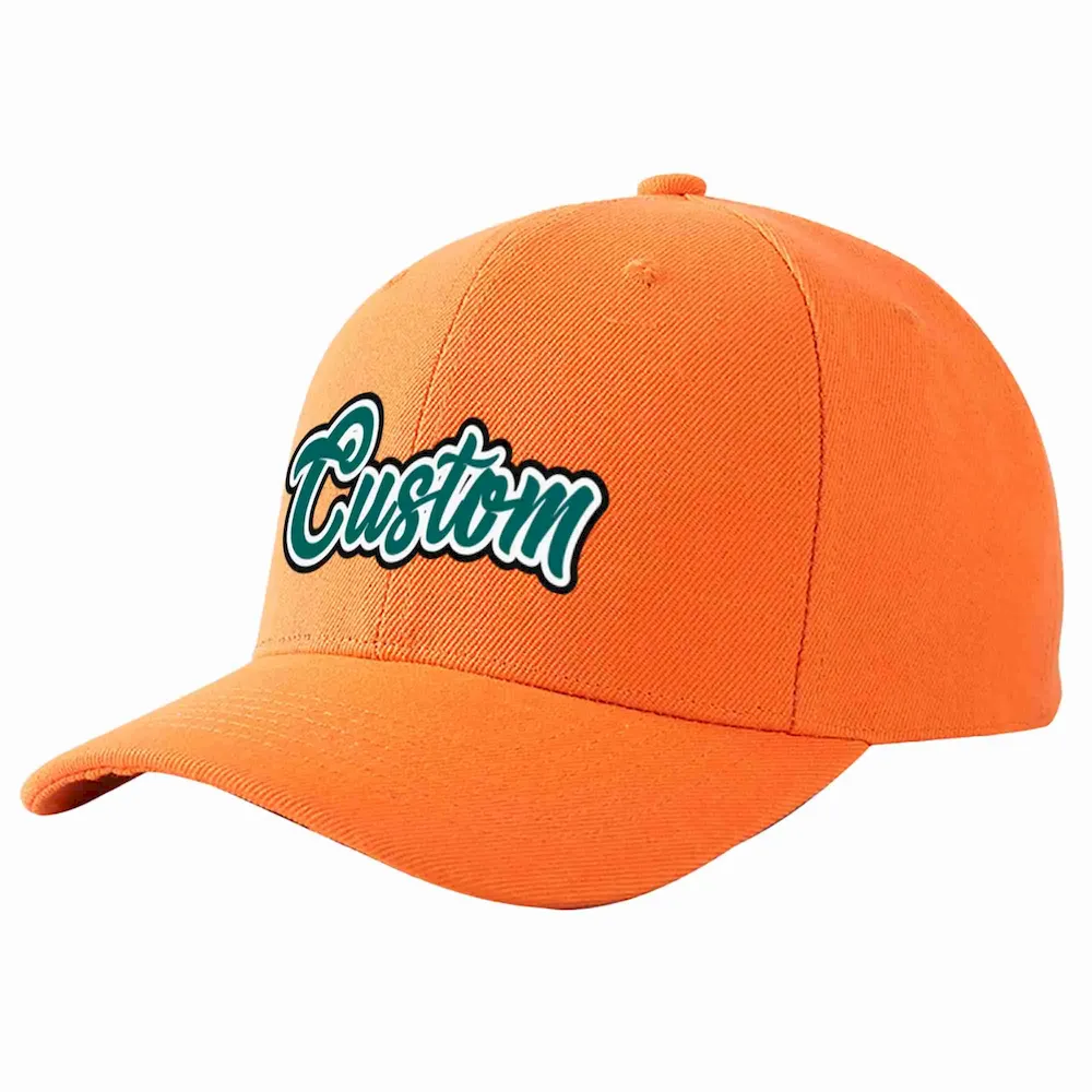 Custom Orange Aqua-White Curved Eaves Sport Baseball Cap Design for Men/Women/Youth